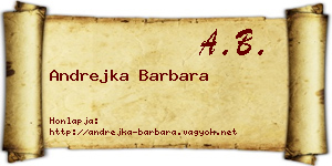 Andrejka Barbara névjegykártya