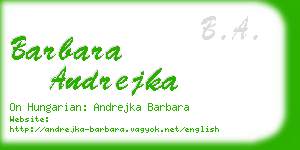 barbara andrejka business card